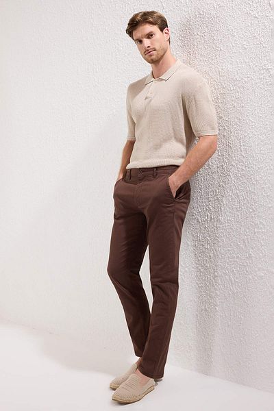 Trendyol Collection Καφέ Slim Fit Basic Chino εύκαμπτο παντελόνι Gabardine TMNSS25PL00018