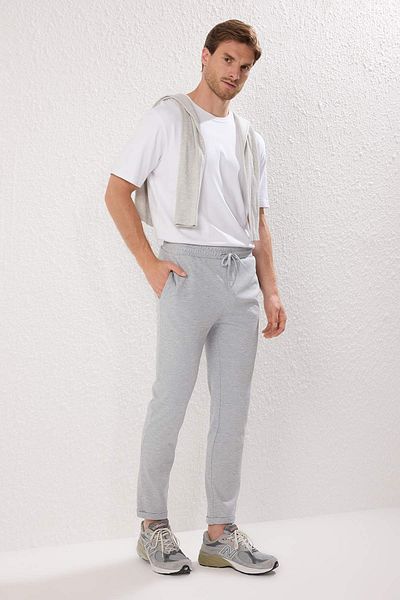 Trendyol Collection Light Grey Regular Fit Knitted Flexible Comfortable Waist Tie Elastic Double Leg Trousers Tmnaw25Pl00002