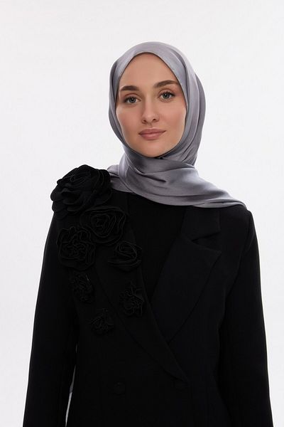 MİRSOY SCARF Γκρι βραδινό φόρεμα Janjan Icon Shawl