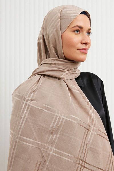 MİRSOY SCARF Памучен жакардов шал с шарка Aura - норка