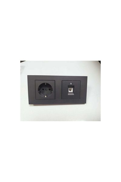 Tenda Ovivo Grano Black Grounded Socket Numeris Telephone Socket 2-Piece Frame