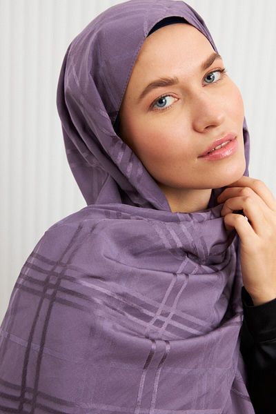 MİRSOY SCARF Şal Jacquard din bumbac cu model Aura-Liliac
