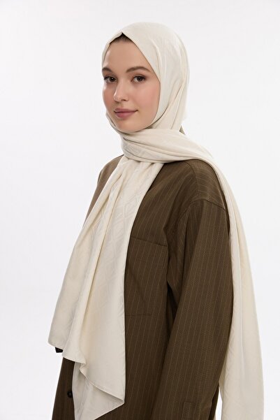 MİRSOY SCARF İpeksi Jakar Şal V Desen-ekru