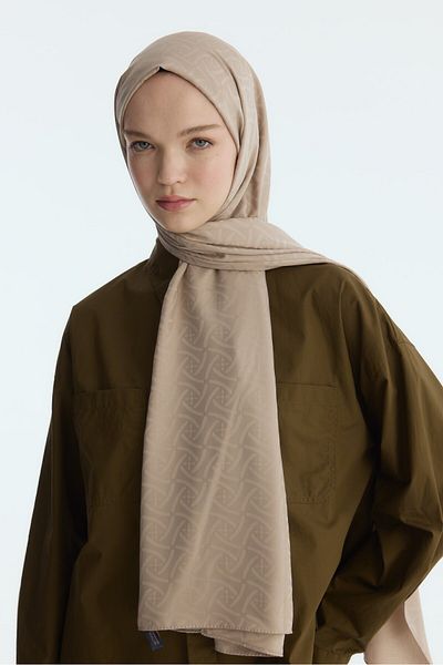 MİRSOY SCARF Jacquard Silky Ivy Mink Shawl