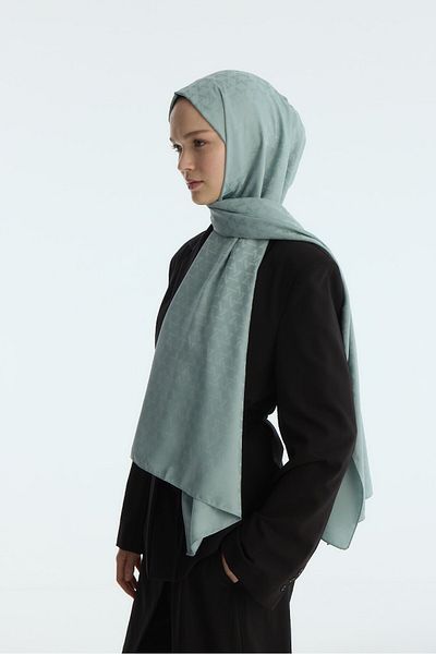 MİRSOY SCARF Μεταξένιο Ζακάρ Σάλι Mira Pattern-mint