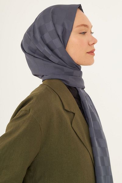 MİRSOY SCARF Σαλιάρα με μοτίβο μεταξένιο ζακάρ-ανθρακί