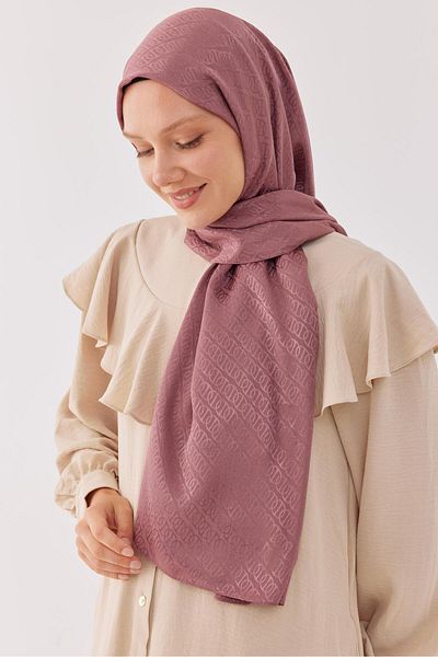MİRSOY SCARF Shiny Jacquard Patterned Ring Shawl - Lilac