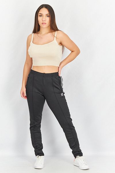 Adidas Originals Women Slim Fit Training 3 Stripes Track Pants, Black