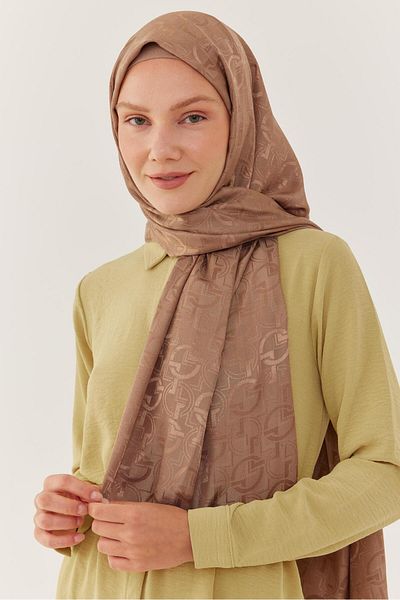 MİRSOY SCARF Γυαλιστερό Σάλι Ζακάρ Daka - Mink