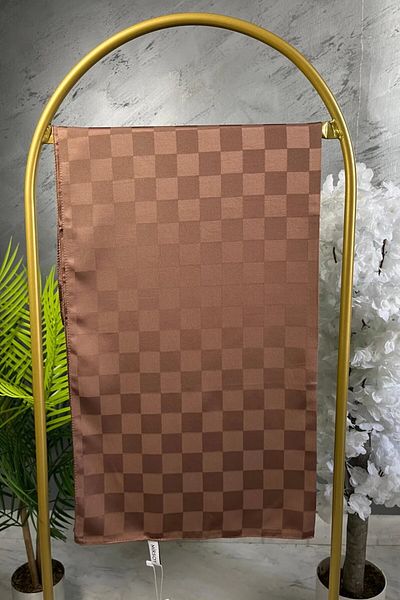 MİRSOY SCARF Σχέδιο σκακιέρας Μεταξένιο Ζακάρ Σάλι-κοιλιά