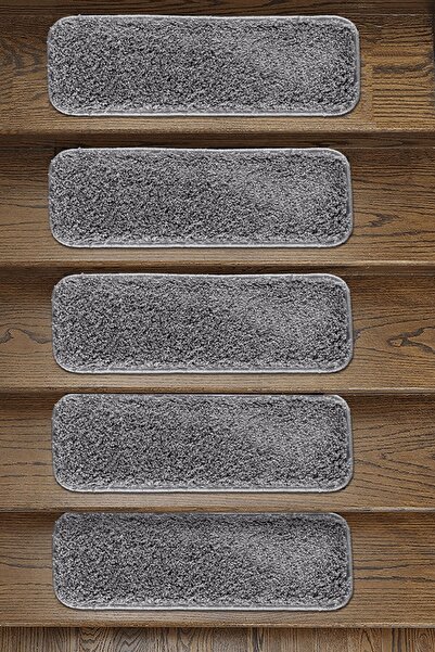 EUROBANO 15 Adet 27x67 Cm Shaggy Doğal Kaymaz Taban Yıkanabilir Merdiven Halısı