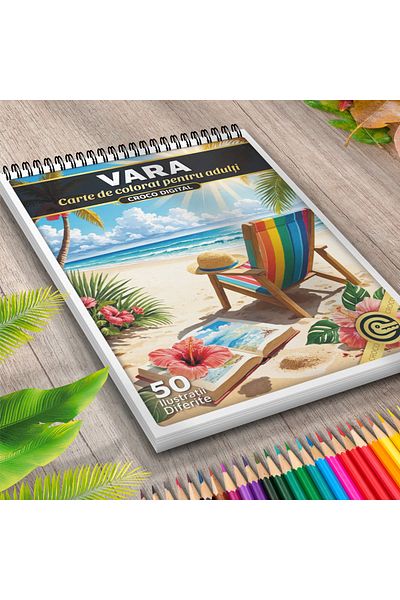 OEM Adult Coloring Book, Summer, 50 Antistress Illustrations for Relaxation