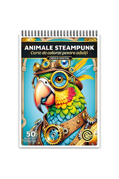 OEM Adult Coloring Book, Steampunk Animals, 50 Antistress Illustrations for Relaxation