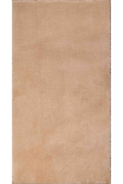 Myevilla Beige Colored Decorative Puffy Plush Soft Non-Slip Based Cutting Carpet Runner