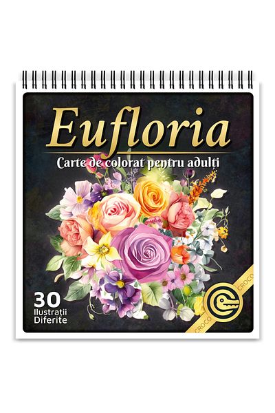 OEM Adult Coloring Book, Eufloria, 30 Antistress Illustrations With Flowers
