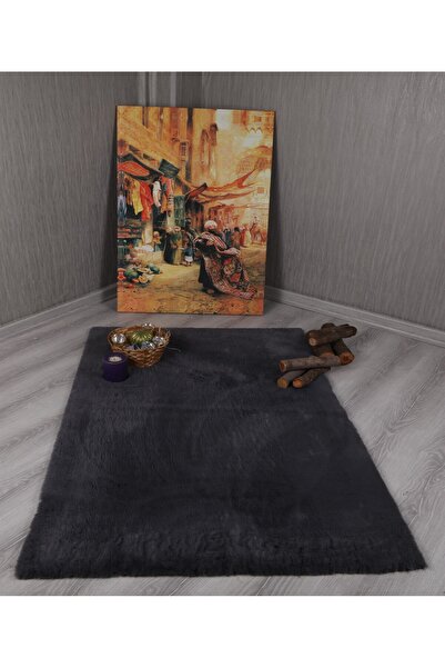 Myevilla Dekoratif Tavşan Tüyü Ultra Yumuşak Peluş Kaymaz Halı Yolluk
