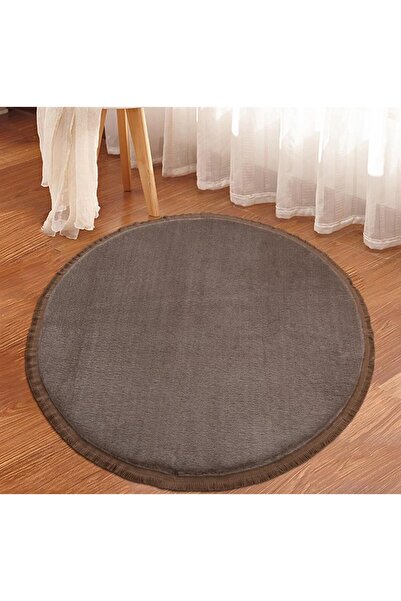 Myevilla My Evilla Modern Dekoratif Halı Jel Kaymaz Taban Peluş Yuvarlak Mode...