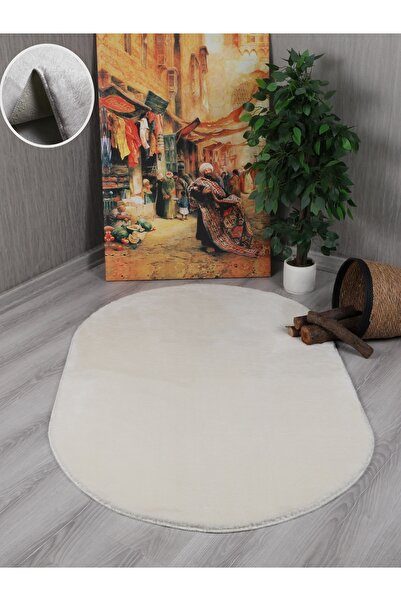 Myevilla My Evilla Modern Dekoratif Kaymaz Taban Rabbit Oval Halı Yolluk