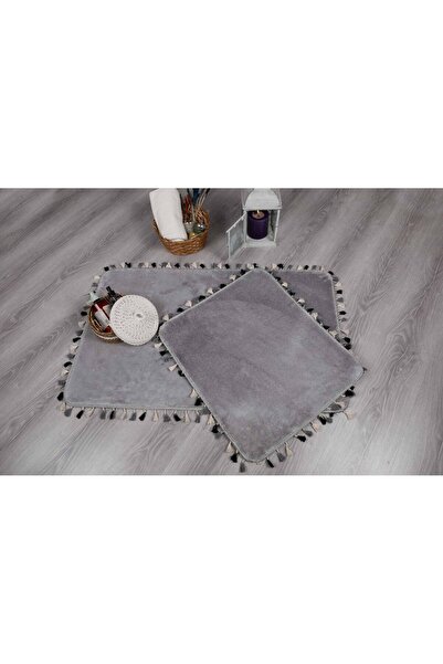 Myevilla My Evilla Modern Decorative Multi Fringed Toilet Set 60x100