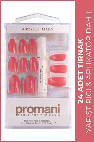 Promani Gül Pembe Takma Tırnak Seti - 24 Adet - Zararsız Yapıştırıcı