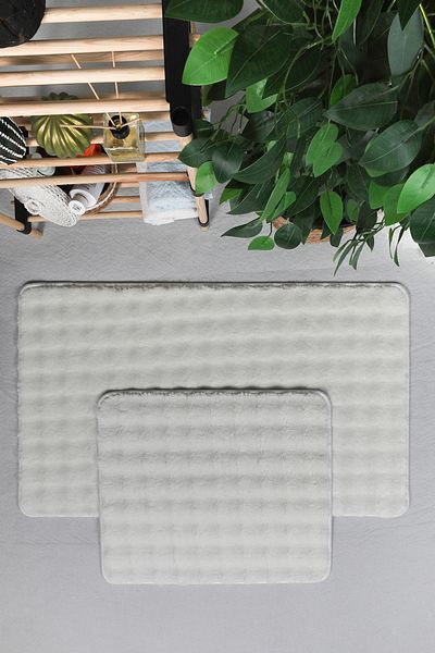 Myevilla Modern Bubble 2-Piece Plush Bath Mat and Rug Set - Non-Slip, Washable Cream 50X80-50X40cm