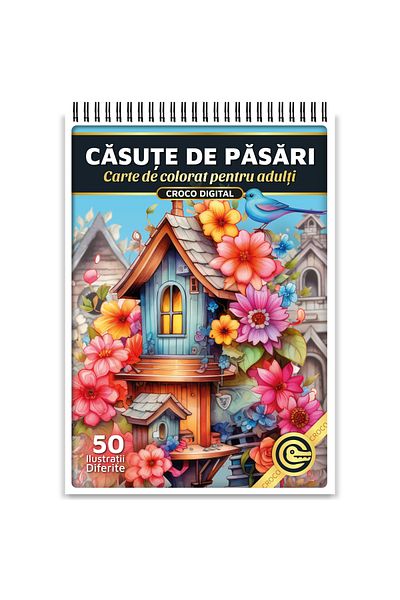OEM Adult Coloring Book, Birdhouses, 50 Antistress Illustrations for Relaxation