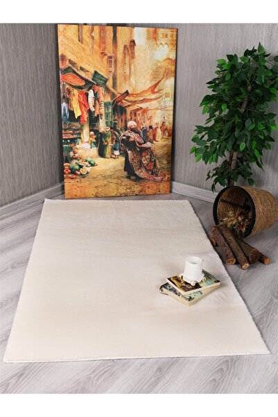Myevilla Cut Carpet Runner - Decorative, Puffy Plush, Soft and Non-Slip Base, Cream