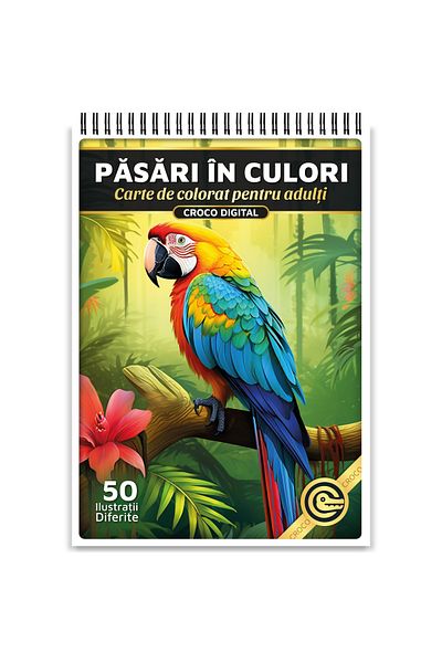 OEM Coloring Book for Adults, Birds in Colors, 50 Antistress Illustrations for Relaxation