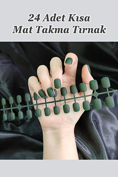 Easy Beauty 24 Adet Renkli Mat Kısa Takma Tırnak Oval-kare 1051