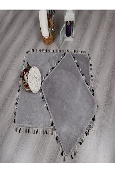 Myevilla My Evilla Modern Decorative Multi Fringed Toilet Set 60x100