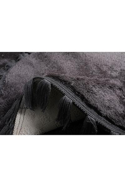 Myevilla Modern Decorative Washable Plush Puffy Non-Slip Base Oval Tassel Fringed 2-Piece Bath Mat 50x80