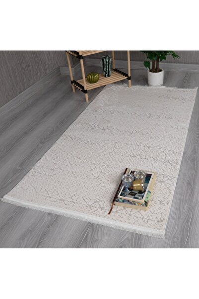 Myevilla My Evilla Modern Dekoratif Star Seri Krem Açık Gri Dokuma Halı