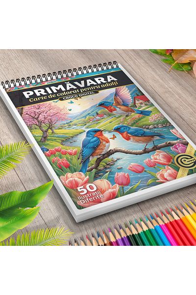 OEM Adult Coloring Book, Spring, 50 Antistress Illustrations for Relaxation