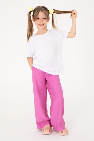 U.S. Polo Assn. Girls' Fuchsia Loose Fit Modal Blended Canvas Trousers 50309120-Vr023