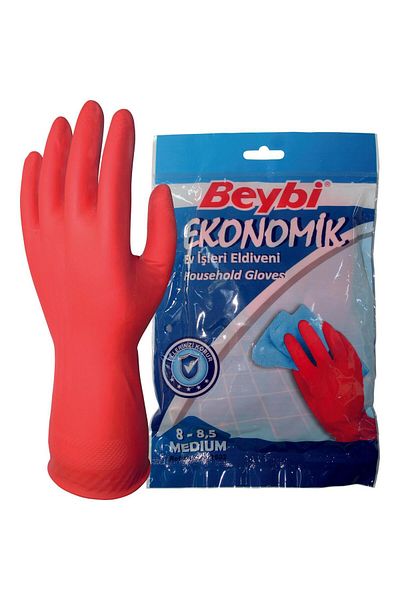 Beybi Economical Work and Dishwashing Gloves 8-8.5 m Size 5 Pairs.