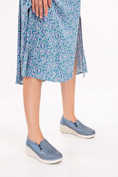 Gondol Hakiki Deri Dolgu Taban Rahat Yazlık Ayakkabı Esfa.4001