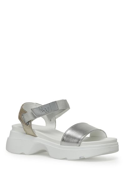 Nine West NUYT2 3FX Silver Women's Thick Sole Sandals
