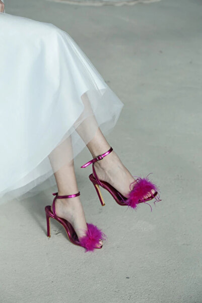 Letafia Diva Tüylü Stiletto Fuşya