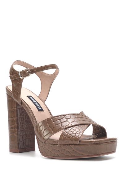Nine West SAMUE 3FX Tan Women's Heeled Sandals - Comfortable and Stylish