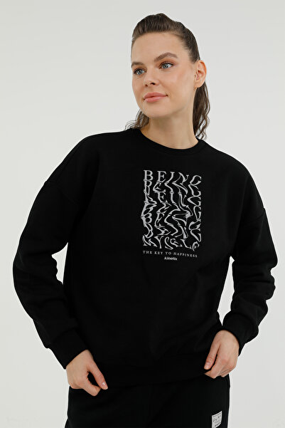 Kinetix W-sdk203 Rachel Slogan Sw Siyah Kadın Sweatshirt