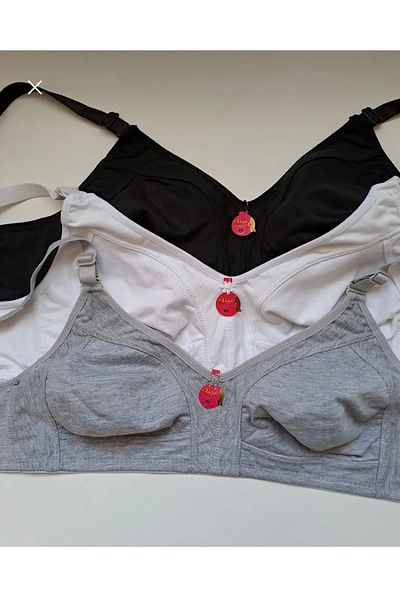 SATTENS 3-Pack - Women's Plus Size Bra 3 Pack Sponge-Free Cotton Hollow Maternity Bra Combed Cotton Gatherer