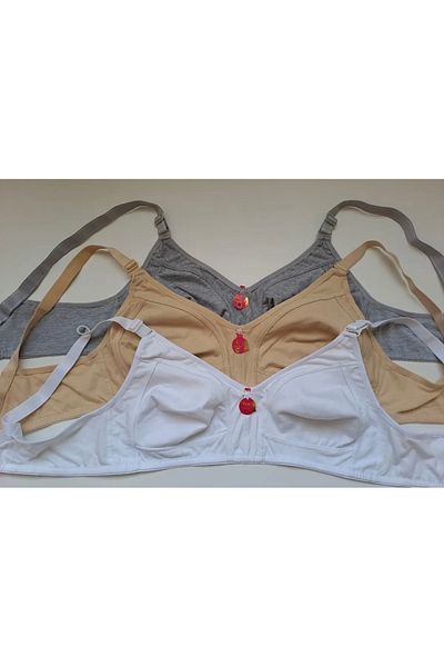 SATTENS 3-Pack - Women's Plus Size Bra 3 Pack Sponge-Free Cotton Hollow Maternity Bra Combed Cotton Gatherer