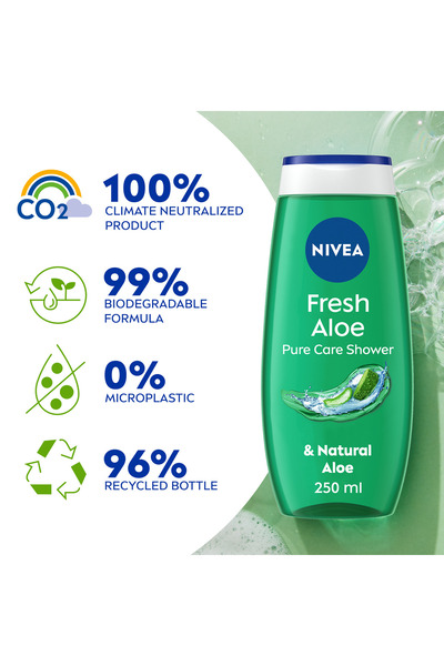 NIVEA Fresh Aloe Shower Gel, Refreshing Body Wash With Natural Aloe Vera, 250ml, Pack Of 3