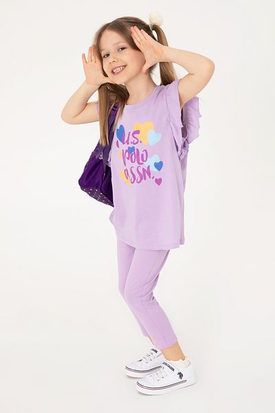U.S. Polo Assn. Girl's Lilac 3/4 Length Interlock Leggings 50306792-Vr034