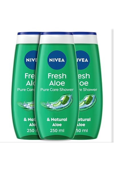 NIVEA Fresh Aloe Shower Gel, Refreshing Body Wash With Natural Aloe Vera, 250ml, Pack Of 3