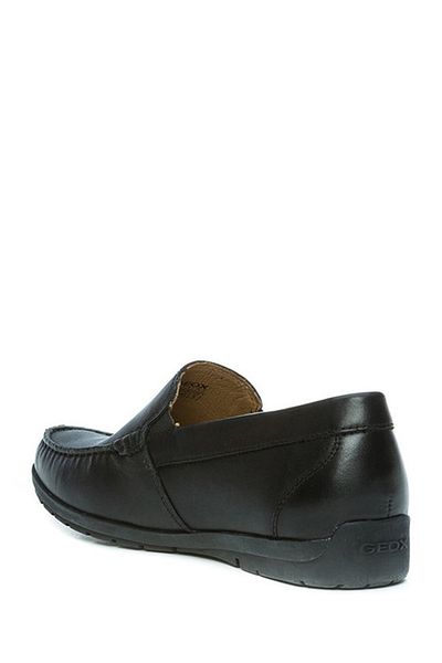 Geox Men's Black Siron W Genuine Leather Penny Loafer Shoes Casual Daily Shoes U34R1C00043C9999