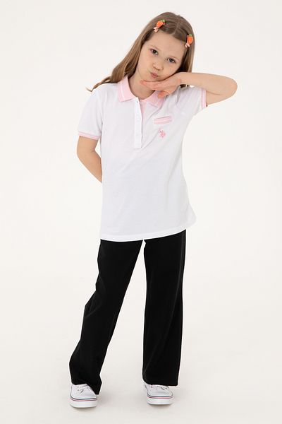 U.S. Polo Assn. بنطلون رياضي فضفاض بخيطين أسود للبنات 50306296-VR046
