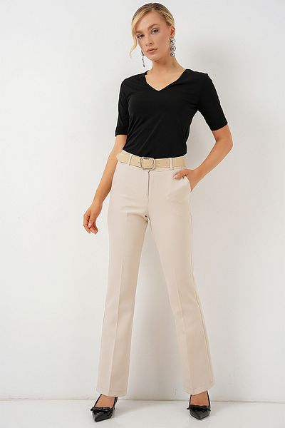 Bigdart 6538 Model Bej Pantaloni Spanioli Cu Curea