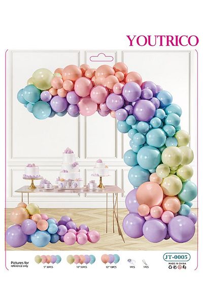 Youtrico Sweet Macaron Balloon Garland Set - Dreamy Wedding Arch & Photo Backdrop in Soft Colors