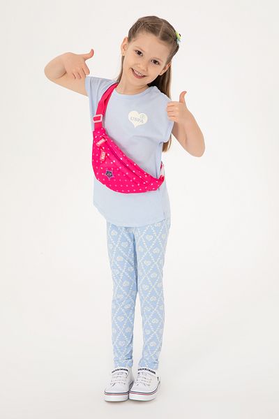U.S. Polo Assn. Girl's Light Blue Heart Patterned Interlock Sweatpants 50306278-Vr003